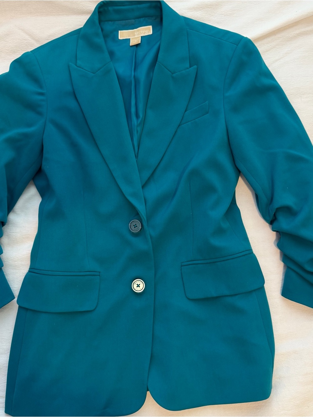 Michael Kors Teal Single-Button Tailored Blazer